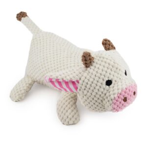 12" Corduroy Lying Cow w/ Squeaker & Crinkle